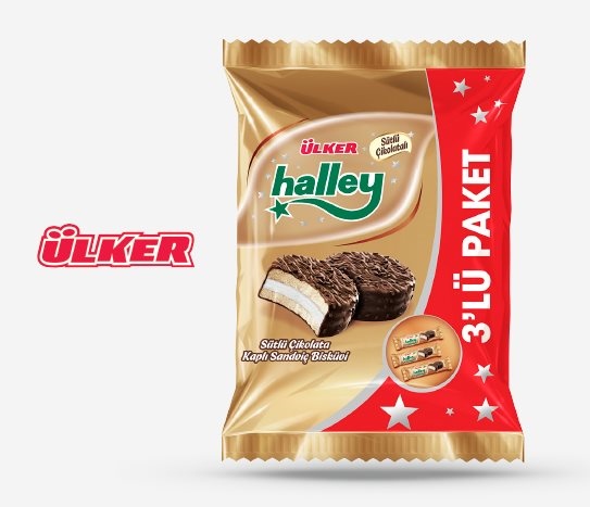 Halley - Granüllü Sütlü Çikolata Kaplı Sandviç Bisküvi