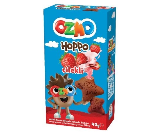 Ozmo Hoppo - Çilek Krema Dolgulu Kakaolu Bisküvi