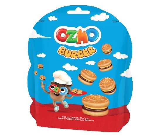 Ozmo Burger - Sütlü ve Çikolata Kremalı Pirinç Patlaklı Sandviç Bisküvi