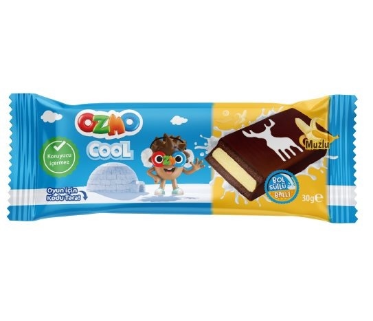 Ozmo Cool - Sütlü Ballı Muz Krema Dolgulu Çikolata Kaplı Kek