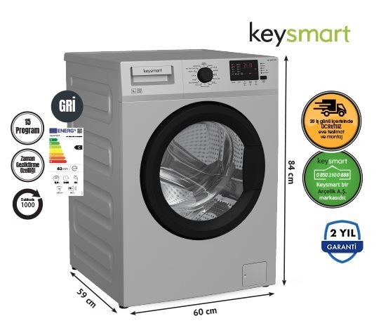 8 KG ÇAMAŞIR MAKİNESİ KEY 8002 CMS