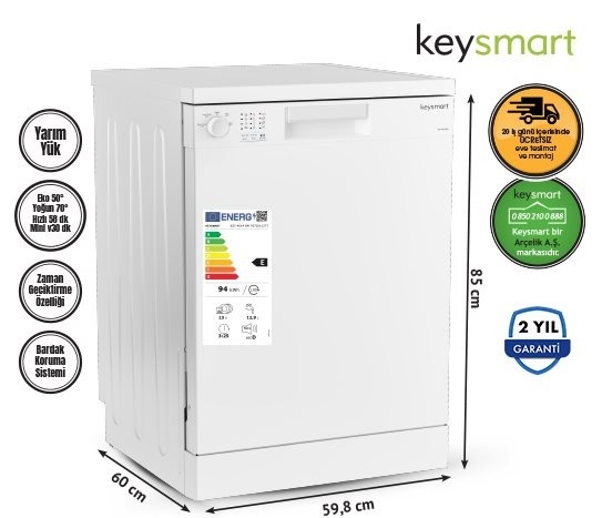 4 PROGRAMLI BULAŞIK MAKİNESİ KEY 4014 BM