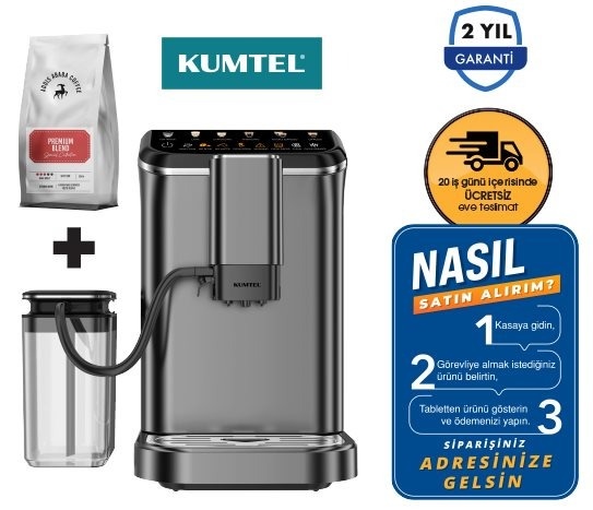 LATTENOW TAM OTOMATİK ESPRESSO MAKİNESİ HCM-02 ve Premium Blend Kahve Çekirdeği 500 g