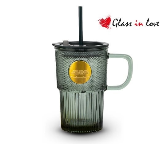 Renkli Pipetli Kapaklı Bardak ~400 cc