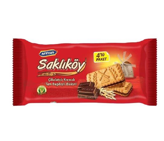 Ülker Saklıköy - Çikolata Kremalı Tam Buğdaylı Bisküvi
