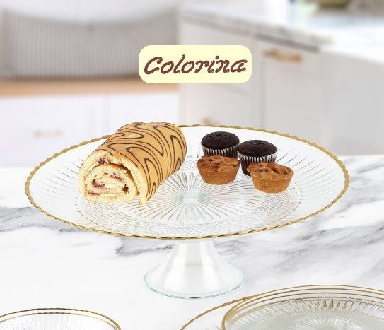 Altın Rimli Ayaklı Kek Tabağı