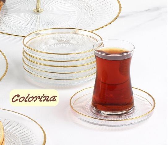 Altın Rimli 6'lı Çay Tabağı