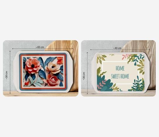 Desenli Dikdörtgen Tepsi