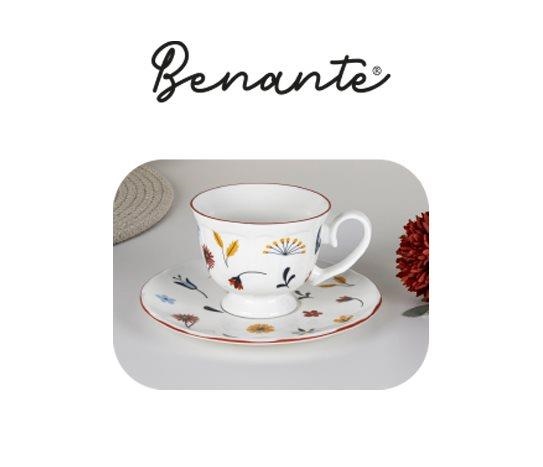 Porselen Tabaklı Ayaklı Çay Fincanı