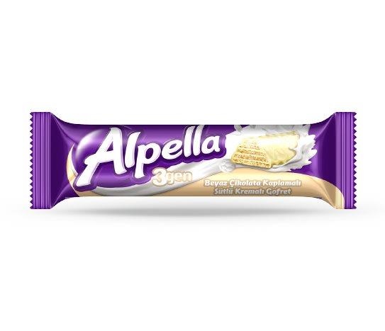 Alpella - Sütlü Kremalı Beyaz Çikolata Kaplamalı Gofret