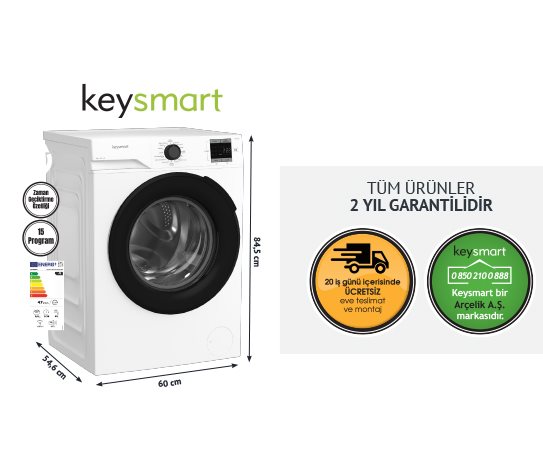 8 KG ÇAMAŞIR MAKİNESİ KEY 810 CM