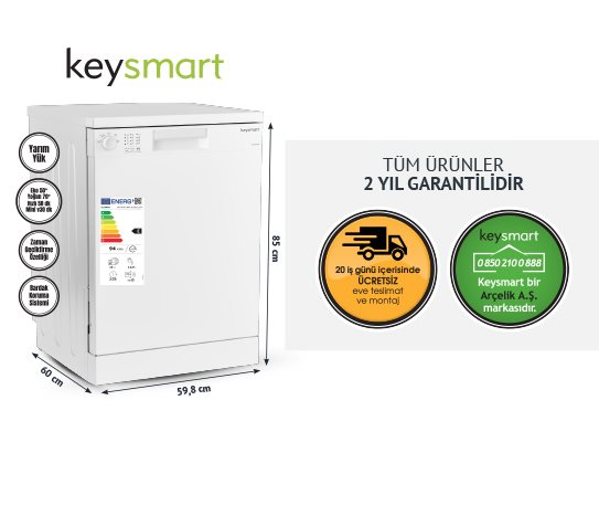 4 PROGRAMLI BULAŞIK MAKİNESİ KEY 4014 BM