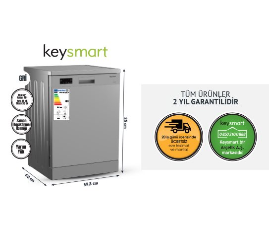 4 PROGRAMLI BULAŞIK MAKİNESİ KEY 4014 BMS