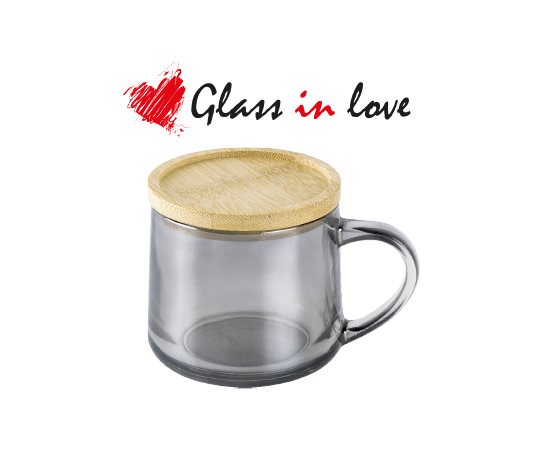 Bambu Kapaklı Renkli Cam Kupa ~350 cc