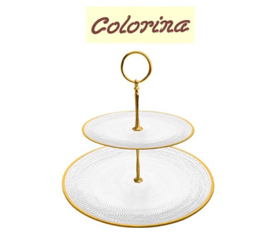 Altın Rimli 2 Katlı Kurabiyelik ~ 19 cm + ~28 cm