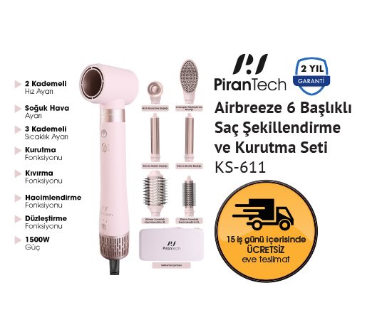 Airbreeze 6 Başlıklı Saç Şekillendirme ve Kurutma Seti KS-611