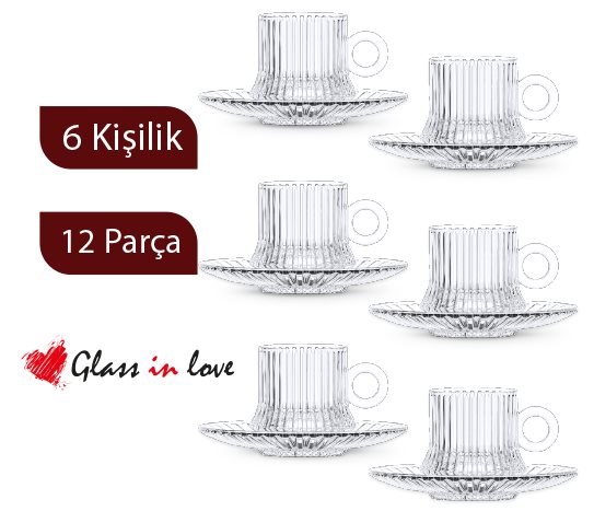 Gravürlü Kahve Fincan Seti ~85 cc