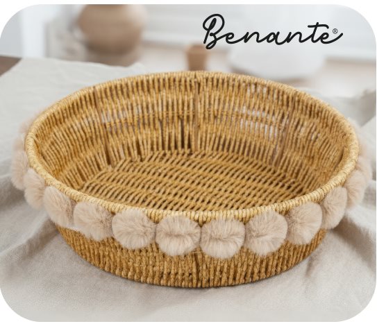 Ponpon Detaylı Çok Amaçlı Sepet ~ 28 cm