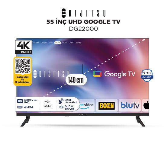 DIJITSU 55 İNÇ UHD GOOGLE TV DG22000