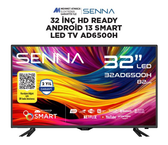 SENNA 32 İNÇ HD READY ANDROİD 13 SMART LED TV AD6500H