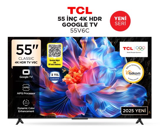 TCL 55 İNÇ 4K HDR GOOGLE TV 55V6C