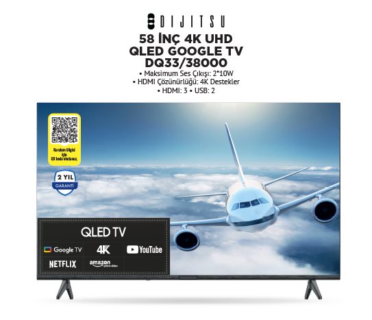 DIJITSU 58 İNÇ 4K UHD QLED GOOGLE TV DQ33/38000