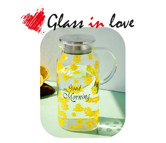 Desenli Cam Kapaklı Sürahi