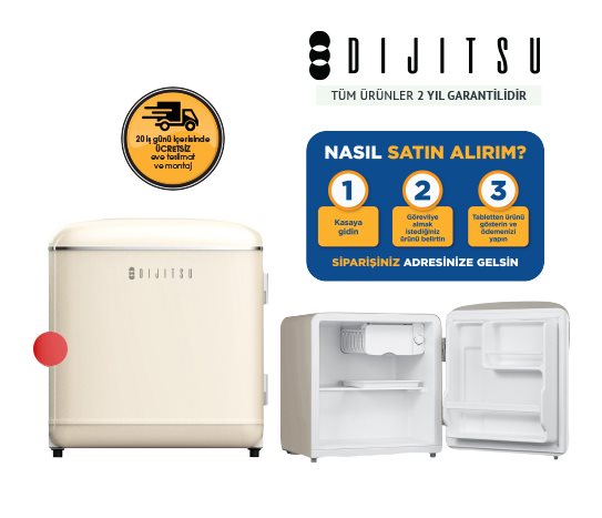 RETRO MİNİ BUZDOLABI KIRMIZI/BEJ DB80RBE