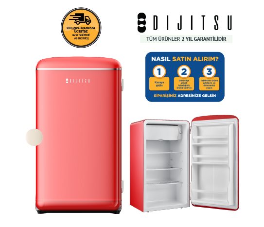 RETRO MİNİ BUZDOLABI KIRMIZI/BEJ DB120RRE