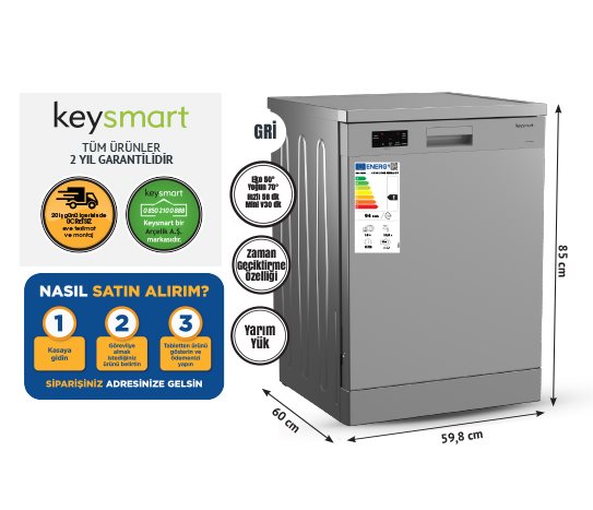 4 PROGRAMLI BULAŞIK MAKİNESİ KEY 4014 BMS