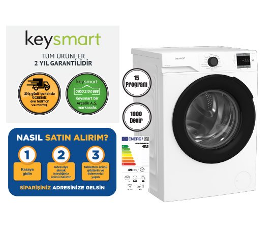 9 KG ÇAMAŞIR MAKİNESİ KEY 910 CM