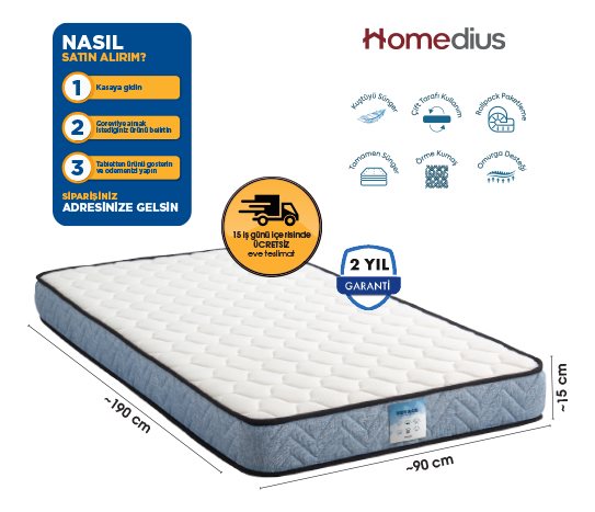 VOYAGE KUŞTÜYÜ SÜNGERLİ TEK KİŞİLİK YATAK