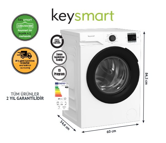 8 KG ÇAMAŞIR MAKİNESİ KEY 810 CM