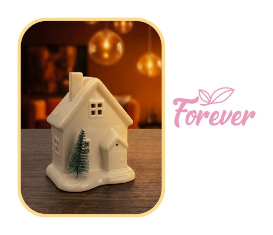 Çam Ağaçlı Işıklı Seramik Ev