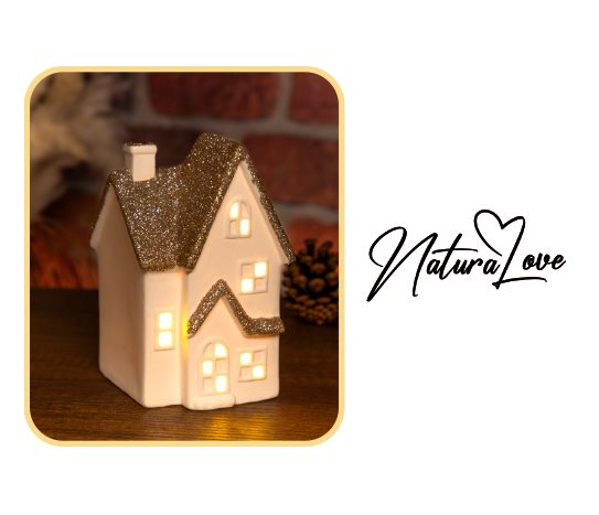 Natura Love 3 Katlı Simli Seramik Işıklı Ev