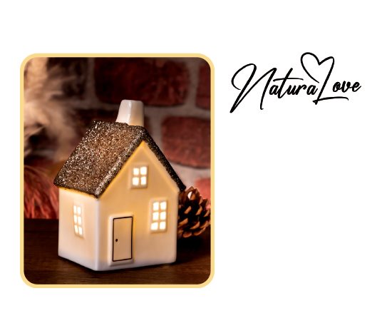 Natura Love Seramik Simli Işıklı Yıldız Ev