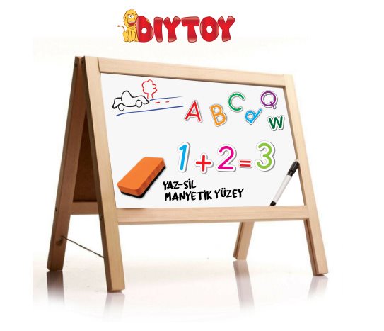 DIYTOY Ahşap Masüstü Çift Taraflı Yazı Tahtası