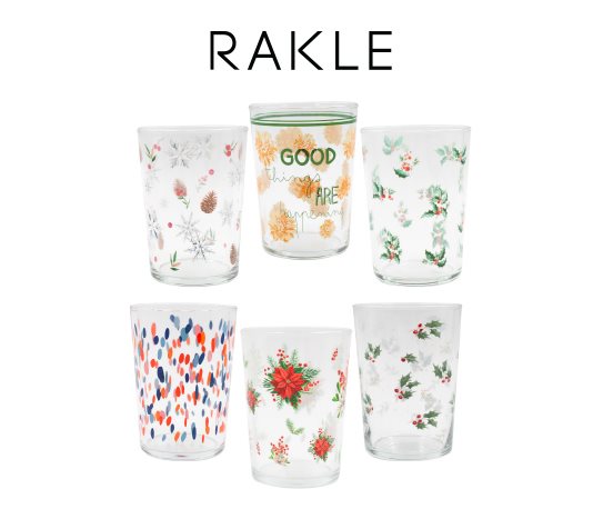 Rakle Desenli Cam Meşrubat Bardağı