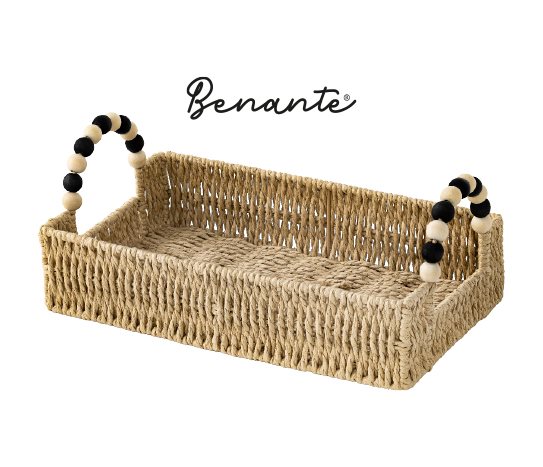 Benante Boncuk Kulplu Hasır Tepsi