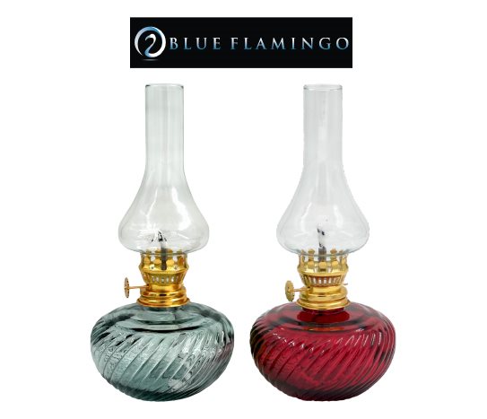 Blue Flamingo Buzlu Cam Dekoratif Gaz Lambası