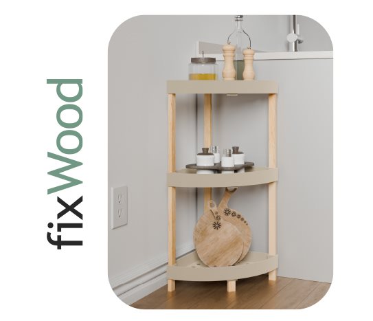 Ahşap 3 Katlı Plastik Köşe Raf