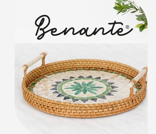 Sedef İşlemeli Hasır Tepsi ~28 cm