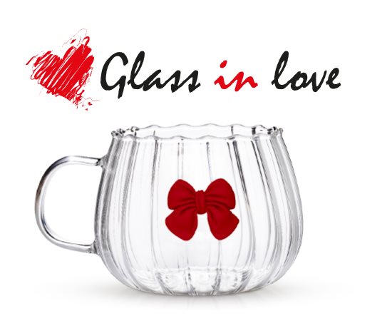 Romantik Fiyonklu Borosilikat Kupa ~ 450 ml