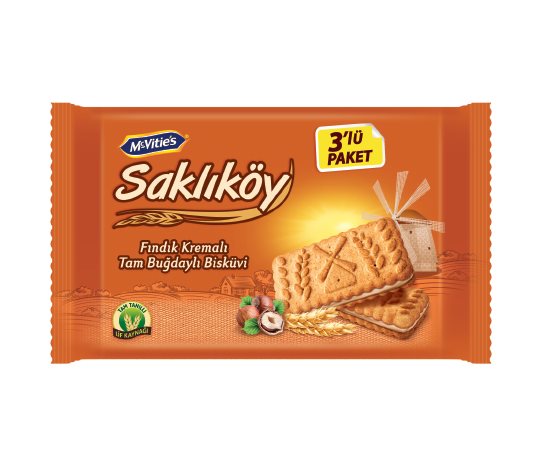 Saklıköy Fındık Kremalı Tam Buğdaylı Bisküvi