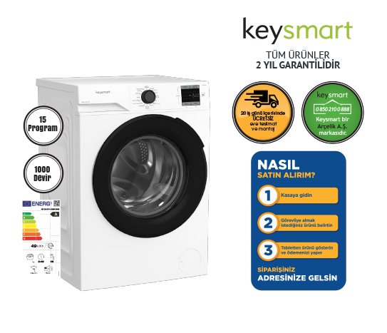 9 KG ÇAMAŞIR MAKİNESİ KEY 910 CM