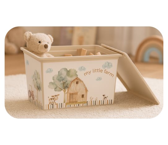 Kapaklı Desenli Oyuncak/Saklama Kutusu