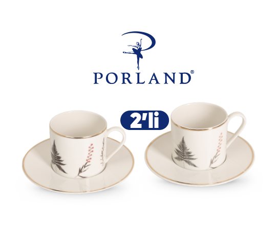 ALTIN RİMLİ PORSELEN ÇAY FİNCAN SETİ ~180 CC