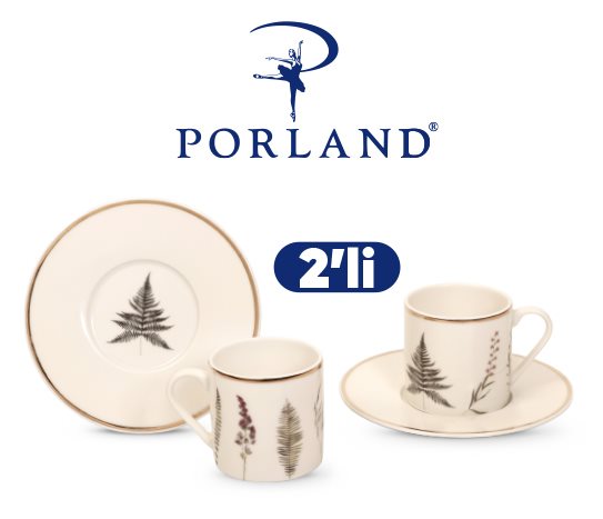 ALTIN RİMLİ PORSELEN KAHVE FİNCAN SETİ ~90 CC