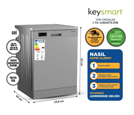 4 PROGRAMLI BULAŞIK MAKİNESİ KEY 4014 BMS