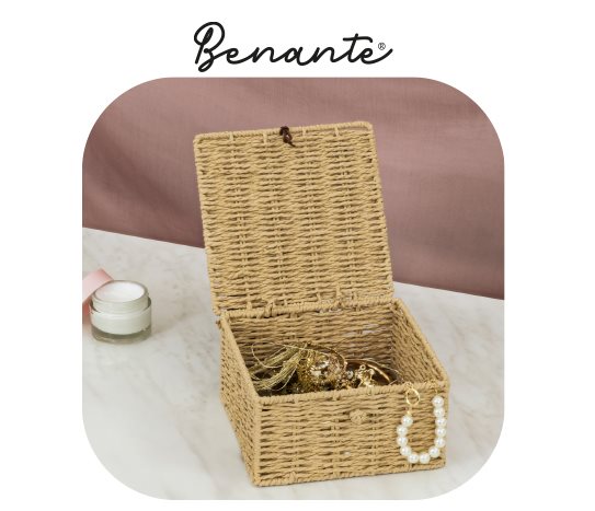 Hasır Çok Amaçlı Kutu/Peçetelik ~17x17x9 cm